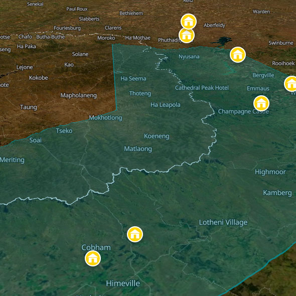 Backpacking map of the Drakensberg