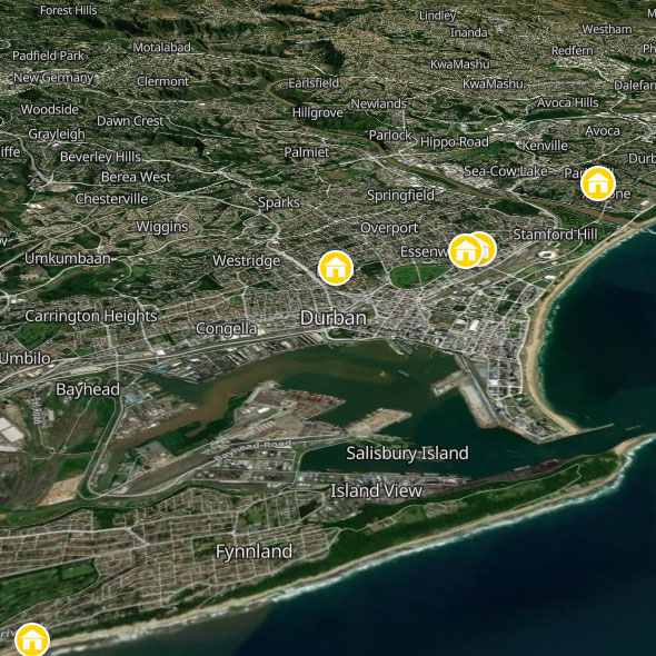 Backpacking map of Durban