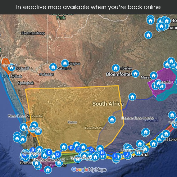 Backpacking map of South Africa