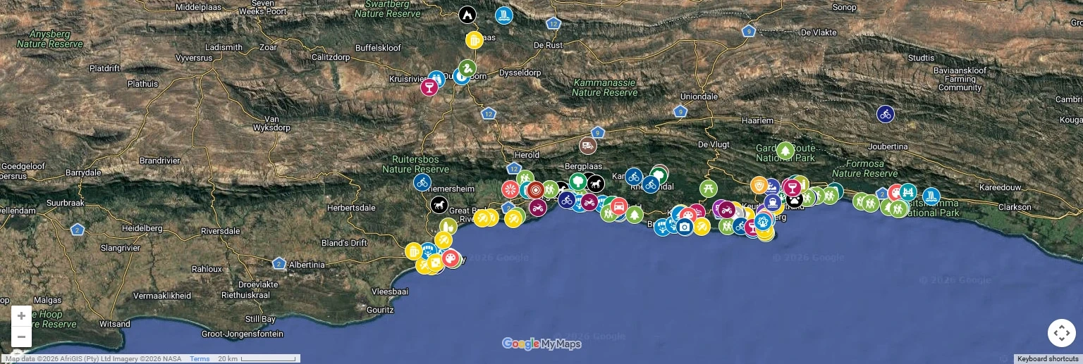 Things To Do on the Garden Route interactive map