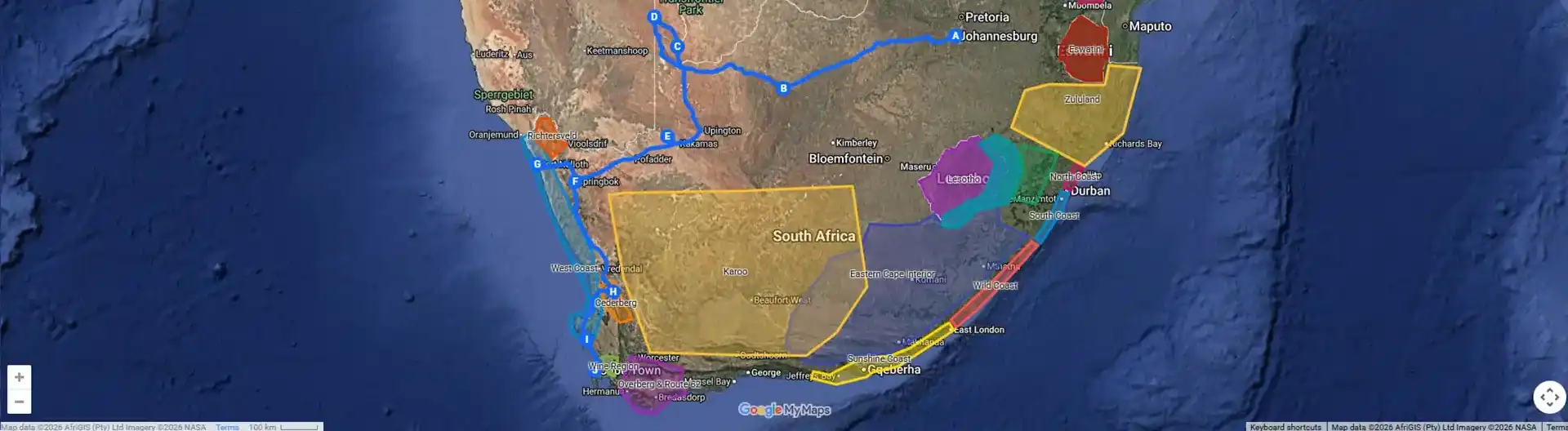Offline fallback map for the 3-week Off The Beaten Track itinerary