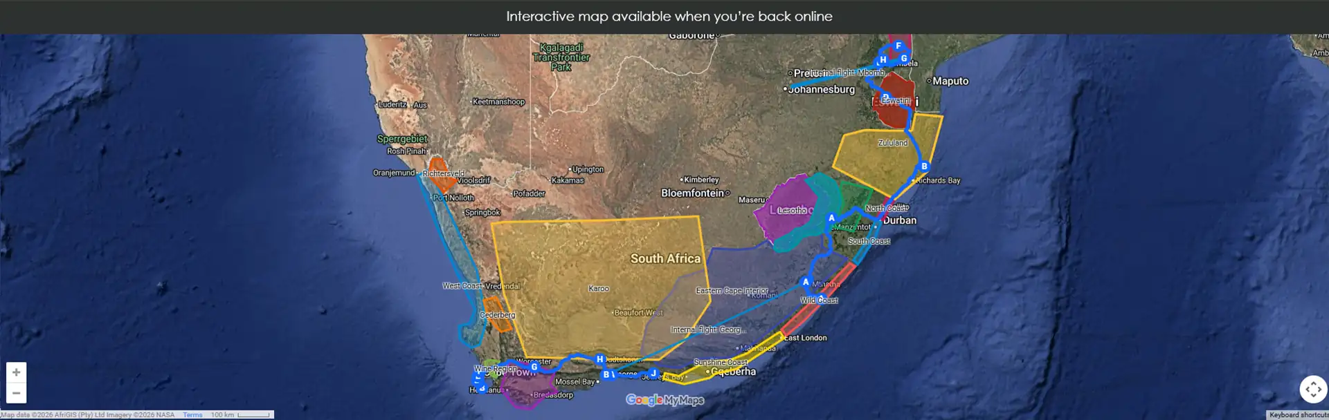 Offline fallback map for the 2-week Whistle-Stop Tour itinerary