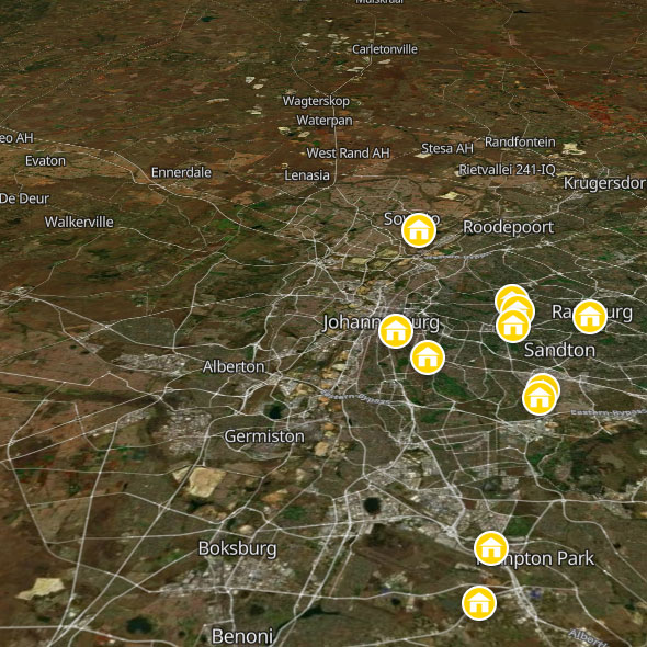 Backpacking map of Johannesburg