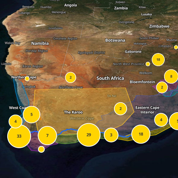 Map of a tour of South Africa