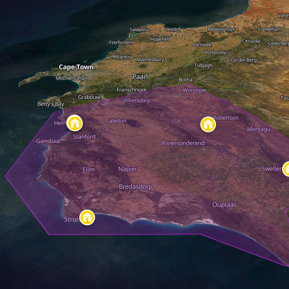 Backpacking map of The Overberg