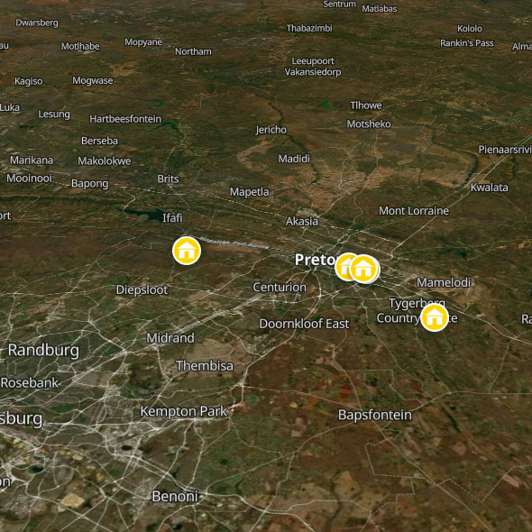 Backpacking map of Pretoria